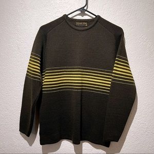 Demetre Womens Vintage Brown & Yellow Striped Pure Virgin Wool Sweater M Medium